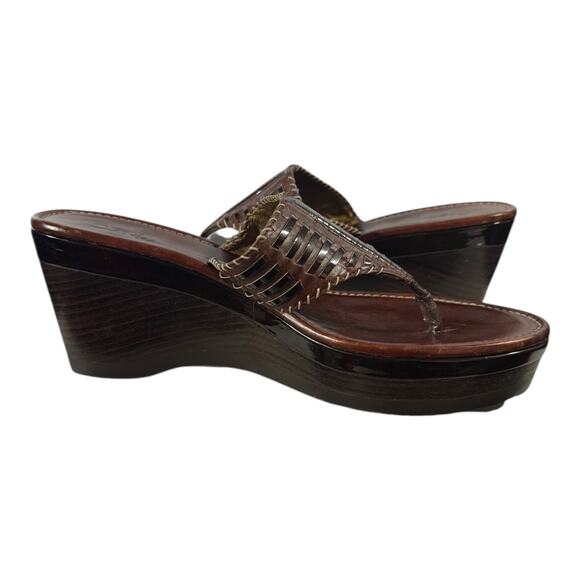 Cole Haan Air Bria Brown Thong Sandals Platform Wooden Heel Women’s Size 8 B - Picture 7 of 8